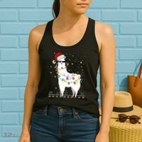 Christmas Llama Santa Hat Ugly Xmas Tree Alpaca Gift T Women's Tank Top thumb 2