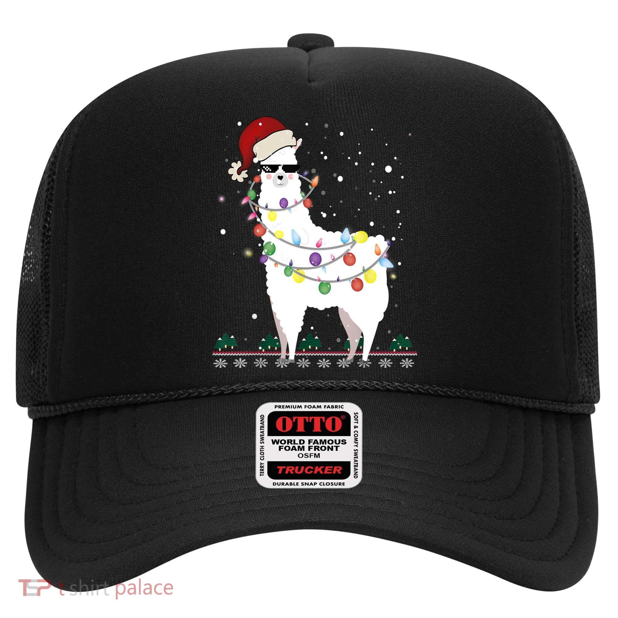 Christmas Llama Santa Hat Ugly Xmas Tree Alpaca Gift T Hat