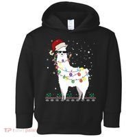 Christmas Llama Santa Hat Ugly Xmas Tree Alpaca Gift T Toddler Hoodie thumb 0