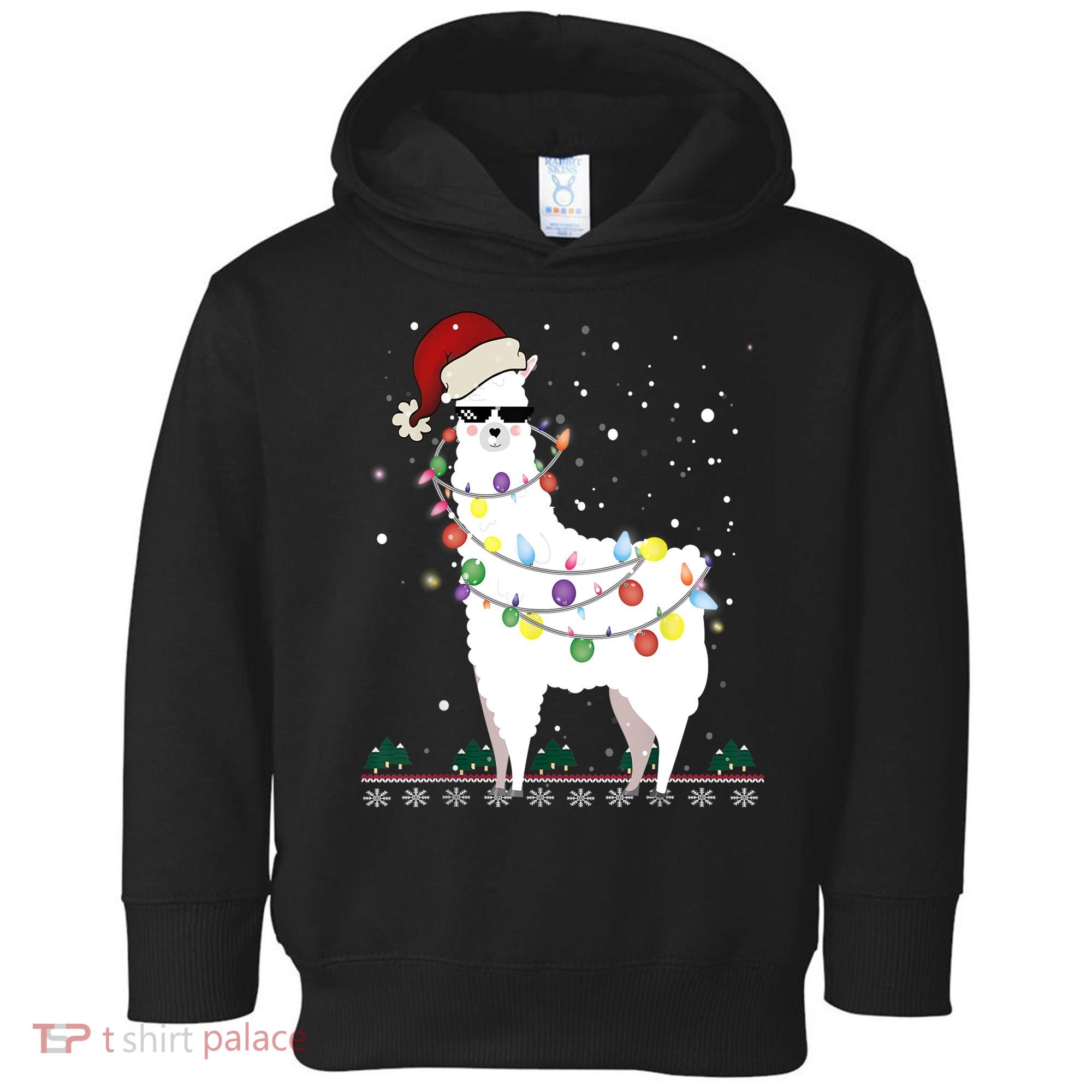 Christmas Llama Santa Hat Ugly Xmas Tree Alpaca Gift T Toddler Hoodie