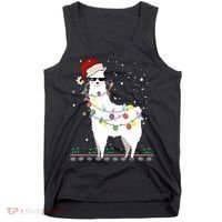 Christmas Llama Santa Hat Ugly Xmas Tree Alpaca Gift T Tank Top thumb 0