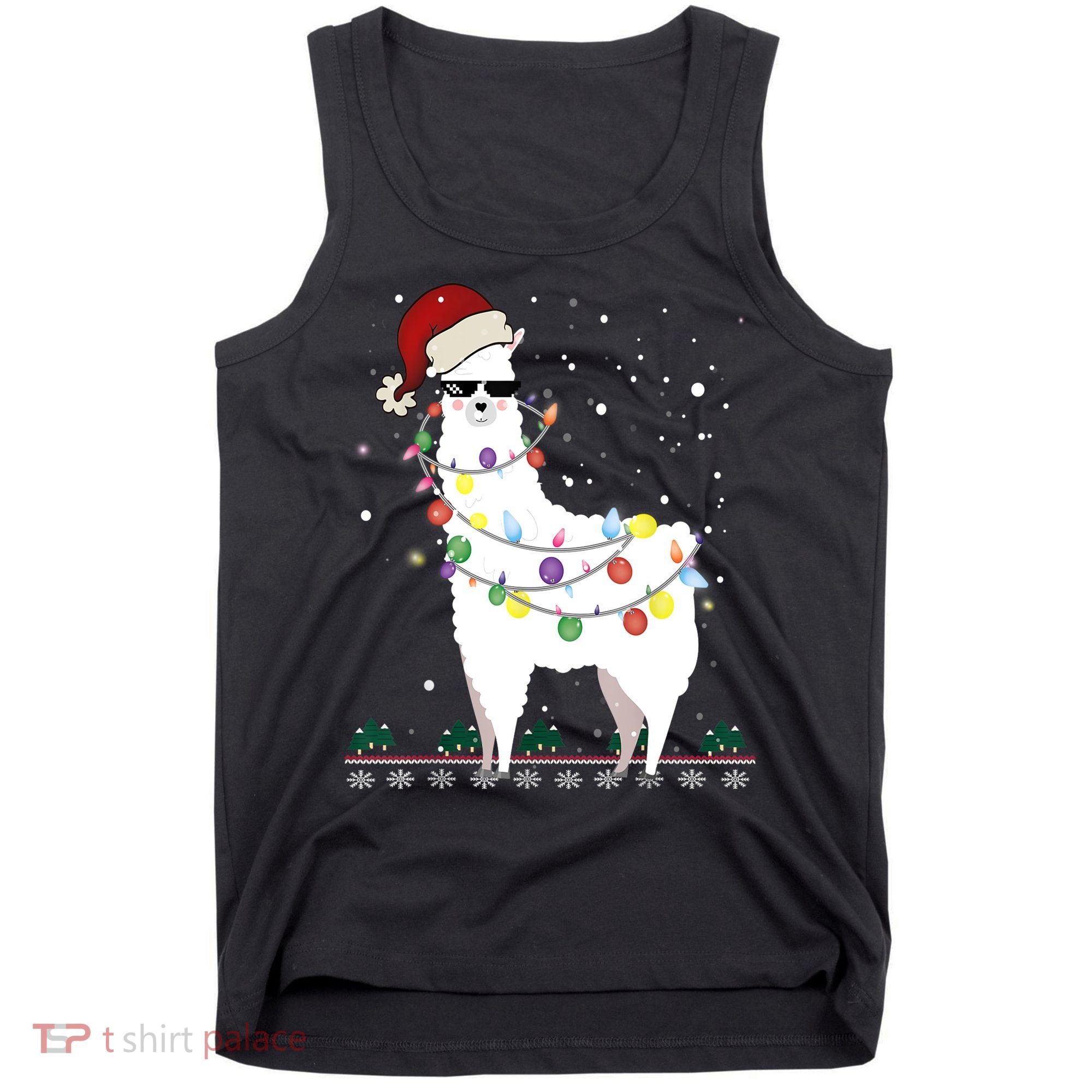 Christmas Llama Santa Hat Ugly Xmas Tree Alpaca Gift T Tank Top