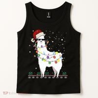 Christmas Llama Santa Hat Ugly Xmas Tree Alpaca Gift T Tank Top thumb 2