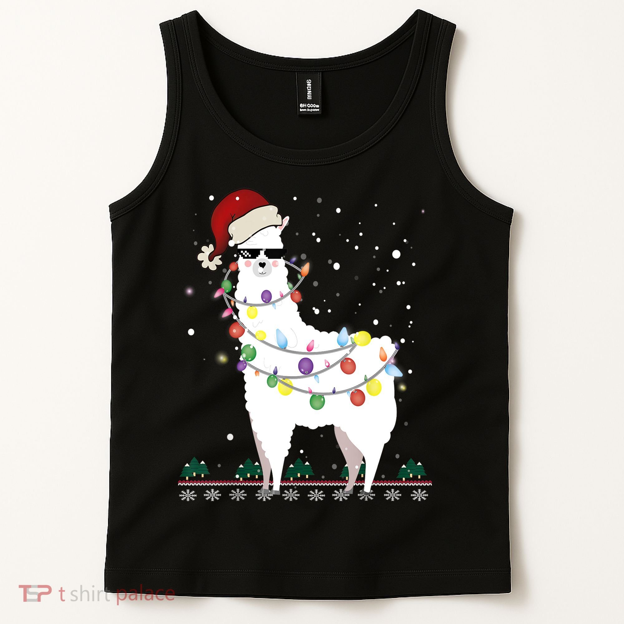 Christmas Llama Santa Hat Ugly Xmas Tree Alpaca Gift T Tank Top