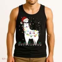 Christmas Llama Santa Hat Ugly Xmas Tree Alpaca Gift T Tank Top thumb 3