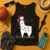 Christmas Llama Santa Hat Ugly Xmas Tree Alpaca Gift T Tank Top thumb 4