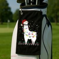 Christmas Llama Santa Hat Ugly Xmas Tree Alpaca Gift T Golf Towel thumb 2