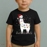 Christmas Llama Santa Hat Ugly Xmas Tree Alpaca Gift T Toddler T-Shirt thumb 2