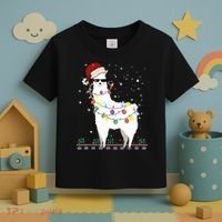 Christmas Llama Santa Hat Ugly Xmas Tree Alpaca Gift T Toddler T-Shirt thumb 3