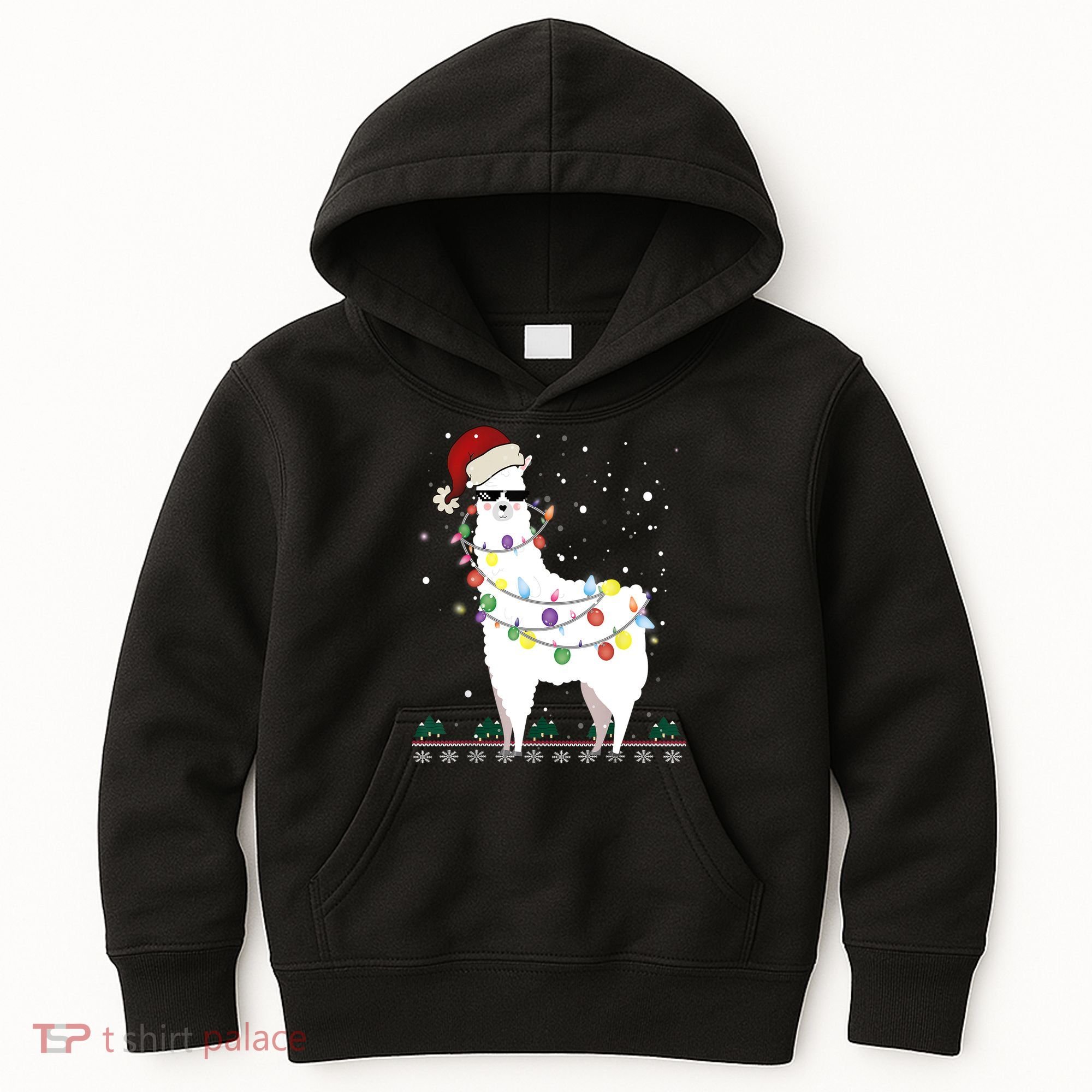 Christmas Llama Santa Hat Ugly Xmas Tree Alpaca Gift T Kids Hoodie