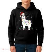Christmas Llama Santa Hat Ugly Xmas Tree Alpaca Gift T Kids Hoodie thumb 4
