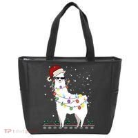 Christmas Llama Santa Hat Ugly Xmas Tree Alpaca Gift T Tote Bag thumb 0
