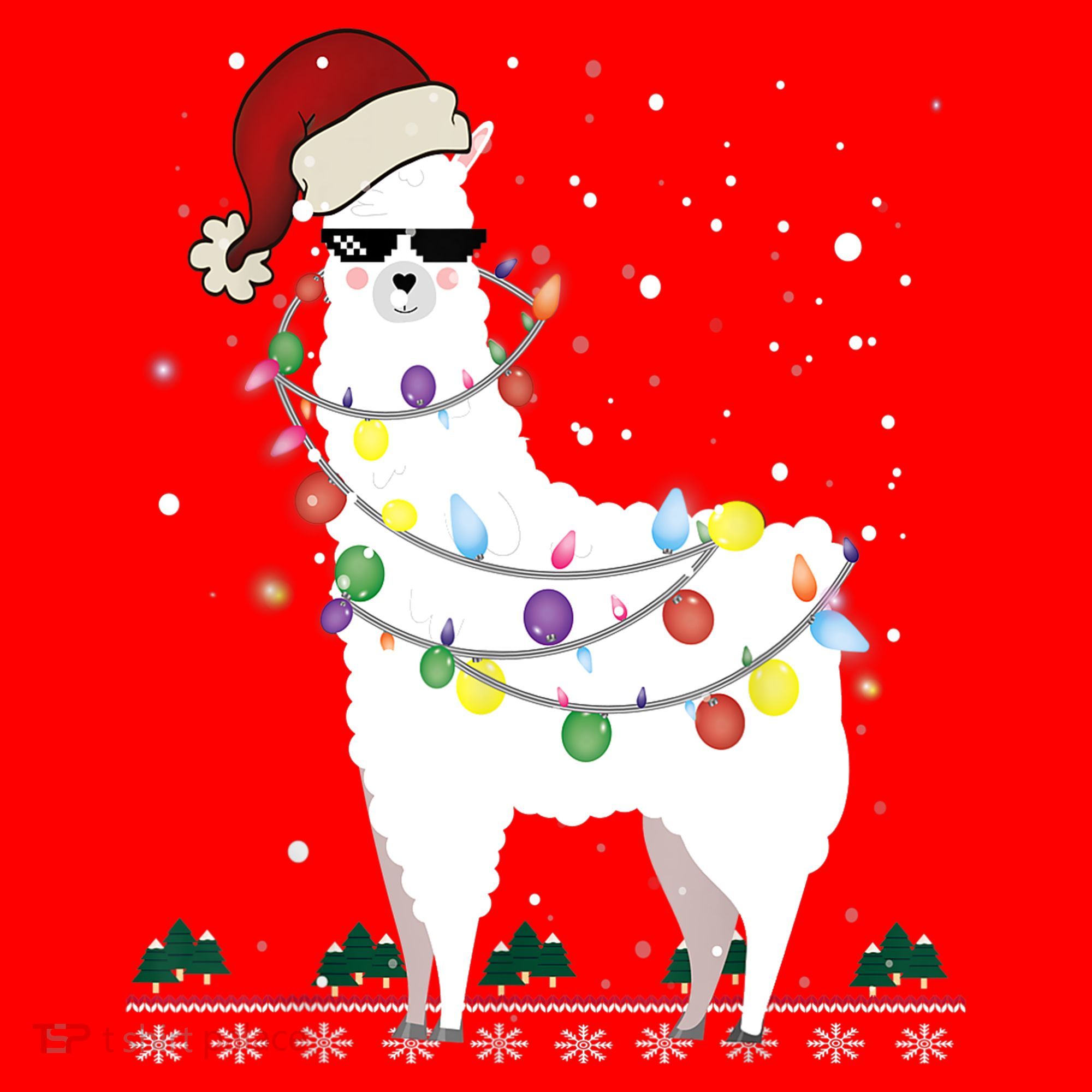 Christmas Llama Santa Hat Ugly Xmas Tree Alpaca Gift T Santa Hat