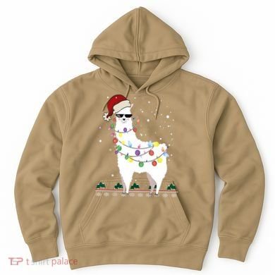 Christmas Llama Santa Hat Ugly Xmas Tree Alpaca Gift T Hoodie
