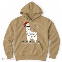 Christmas Llama Santa Hat Ugly Xmas Tree Alpaca Gift T Hoodie thumb 0