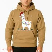 Christmas Llama Santa Hat Ugly Xmas Tree Alpaca Gift T Hoodie thumb 2