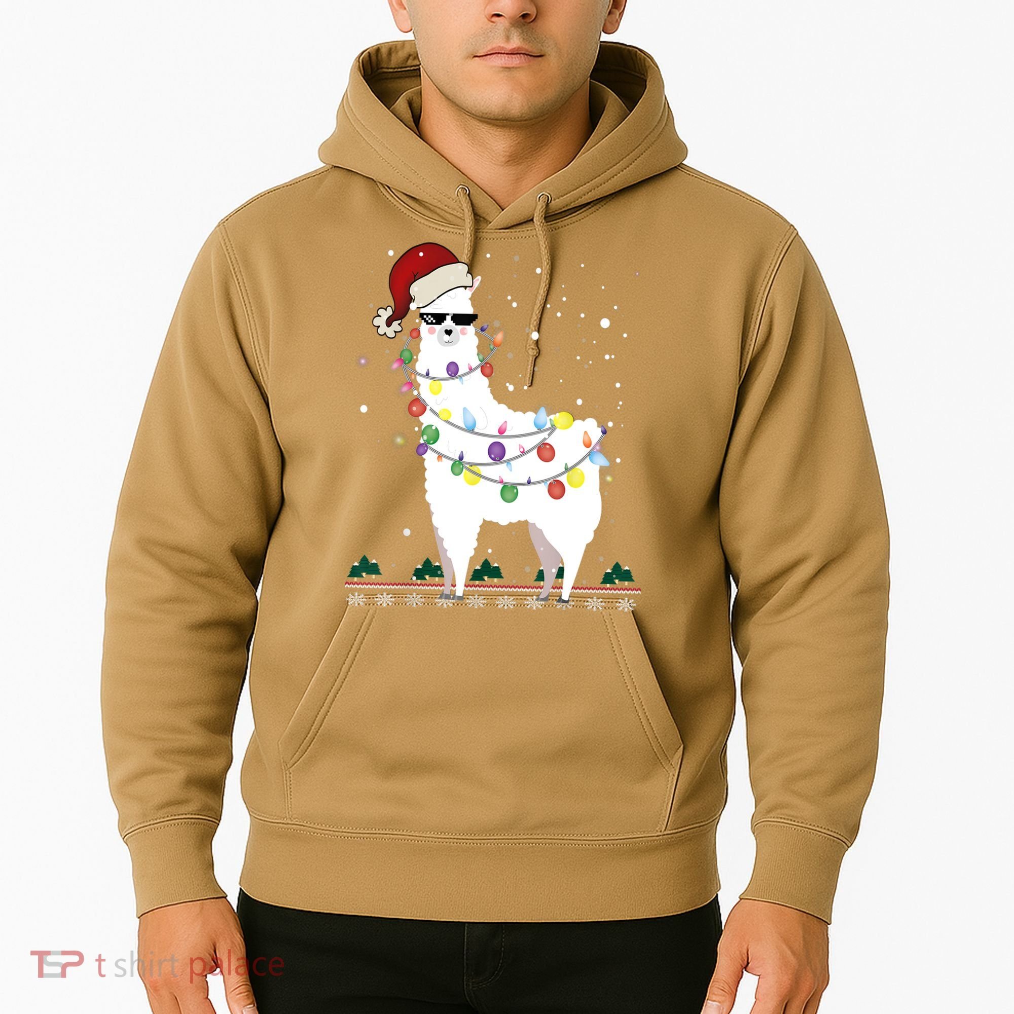 Christmas Llama Santa Hat Ugly Xmas Tree Alpaca Gift T Hoodie