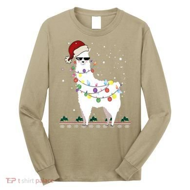 Christmas Llama Santa Hat Ugly Xmas Tree Alpaca Gift T Long Sleeve Shirt