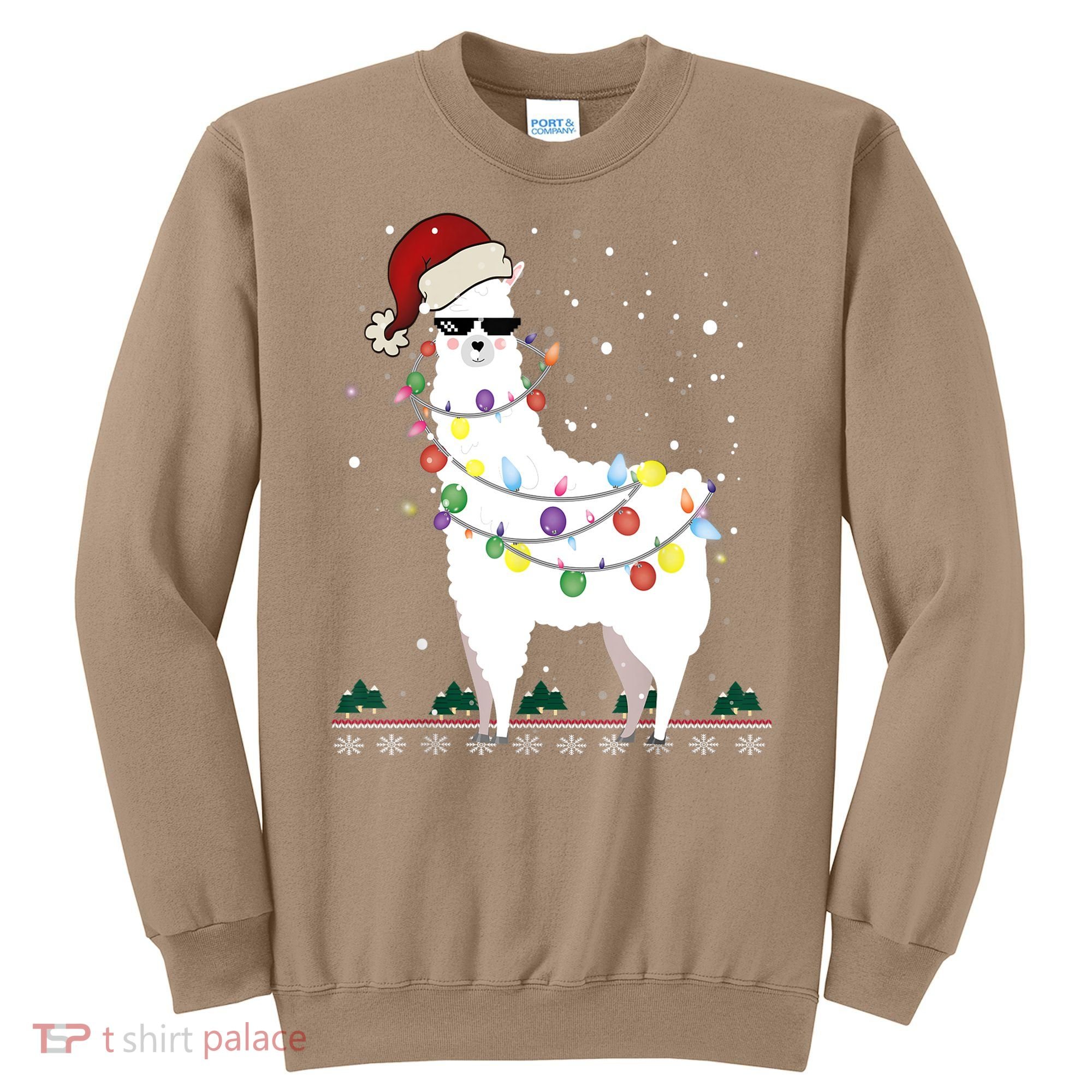 Christmas Llama Santa Hat Ugly Xmas Tree Alpaca Gift T Sweatshirt