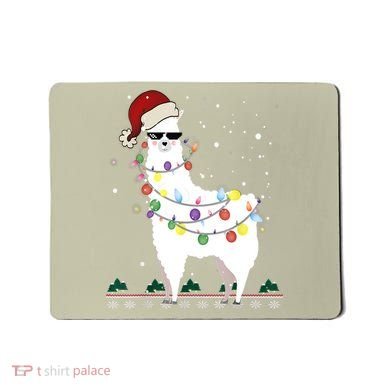 Christmas Llama Santa Hat Ugly Xmas Tree Alpaca Gift T Mousepad