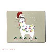 Christmas Llama Santa Hat Ugly Xmas Tree Alpaca Gift T Mousepad thumb 0