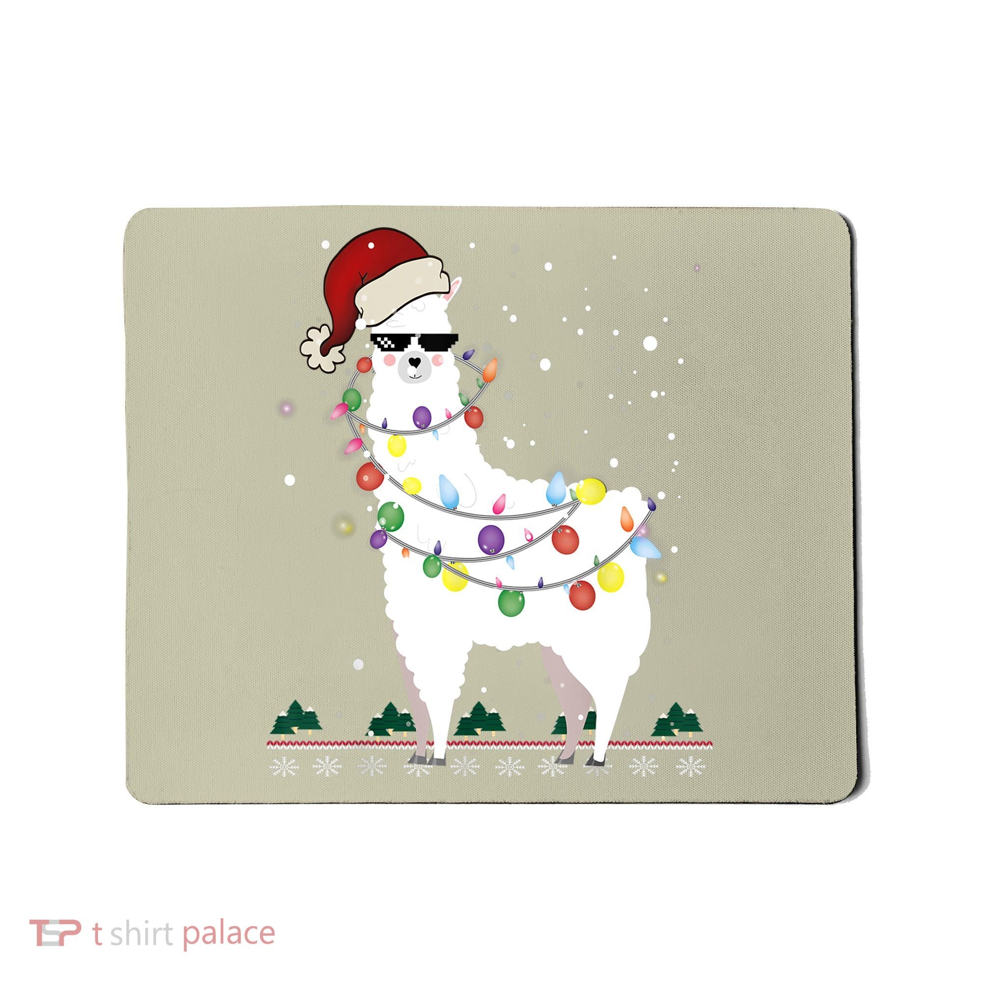 Christmas Llama Santa Hat Ugly Xmas Tree Alpaca Gift T Mousepad