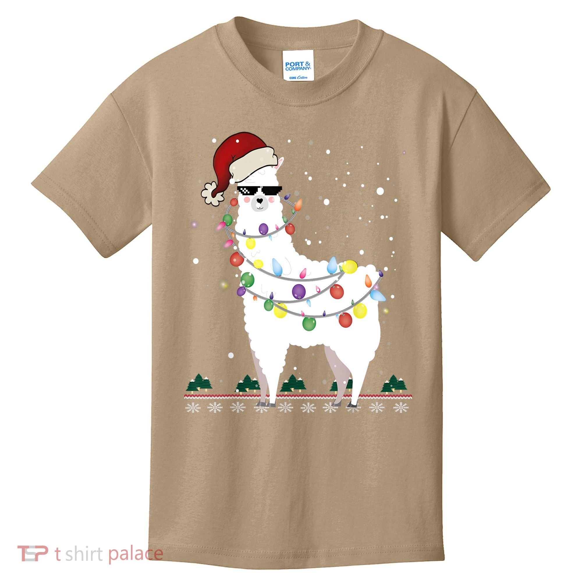 Christmas Llama Santa Hat Ugly Xmas Tree Alpaca Gift T Kids T-Shirt