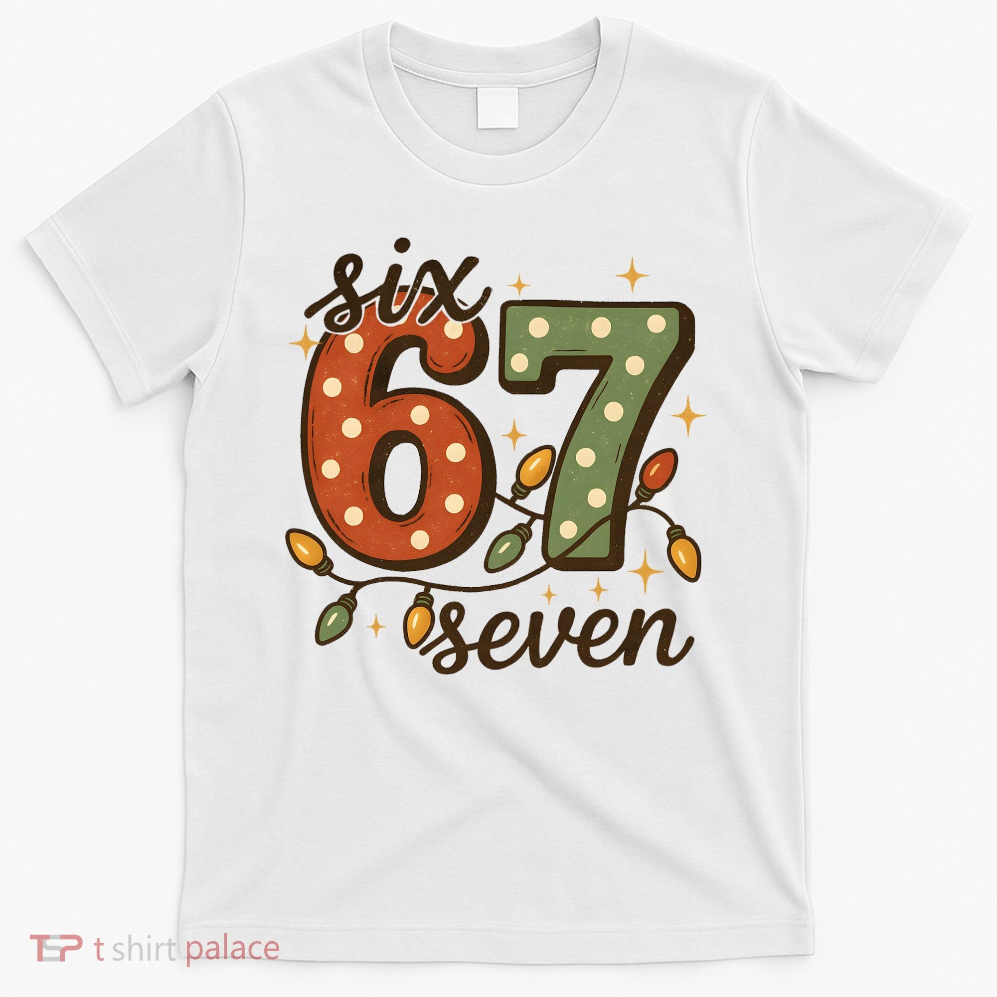 Christmas Lights Six Seven Funny 67 Meme Festive Vintage T-Shirt
