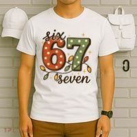 Christmas Lights Six Seven Funny 67 Meme Festive Vintage T-Shirt thumb 6