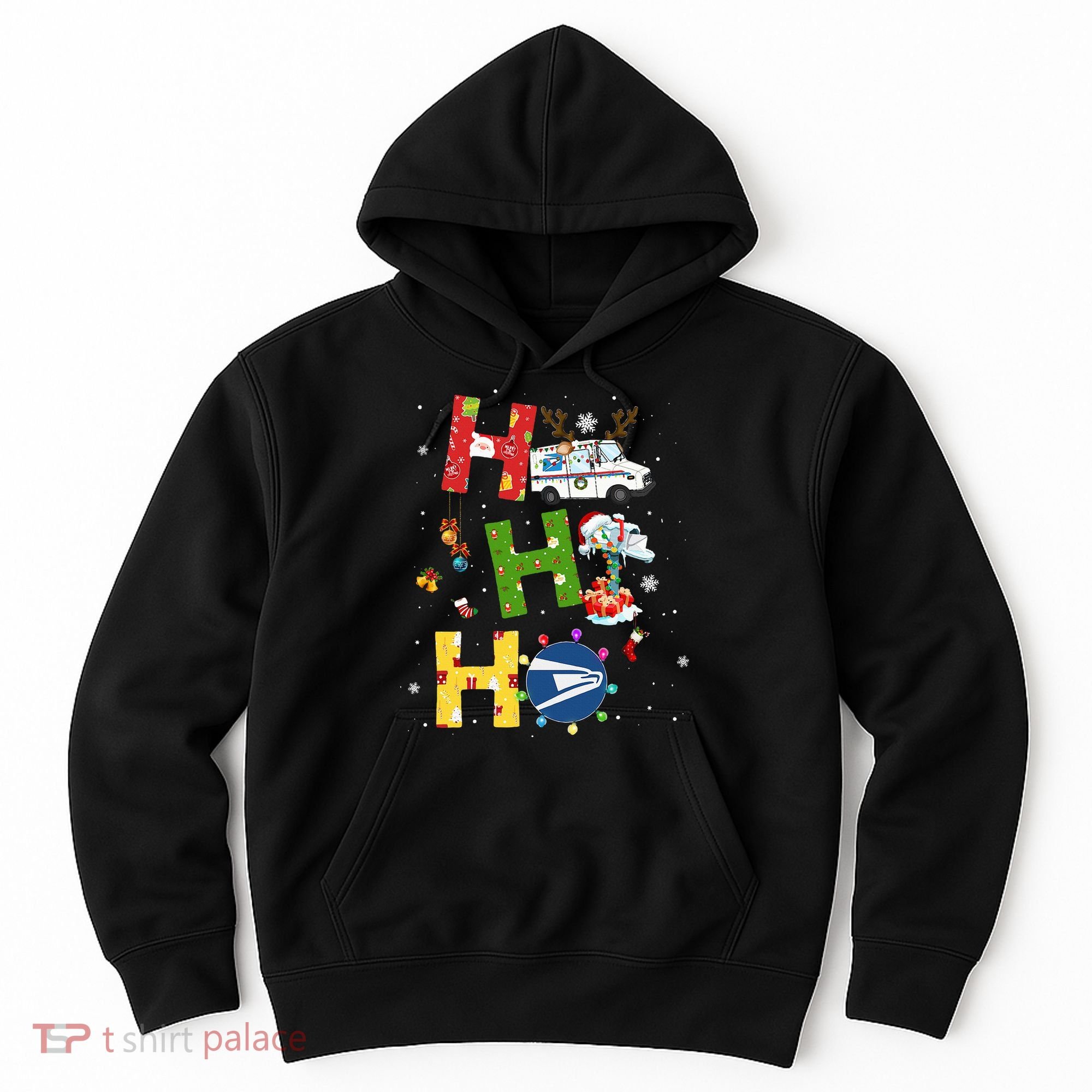 Christmas Lighting Santa Claus Ho Ho Ho Postal Worker Hoodie
