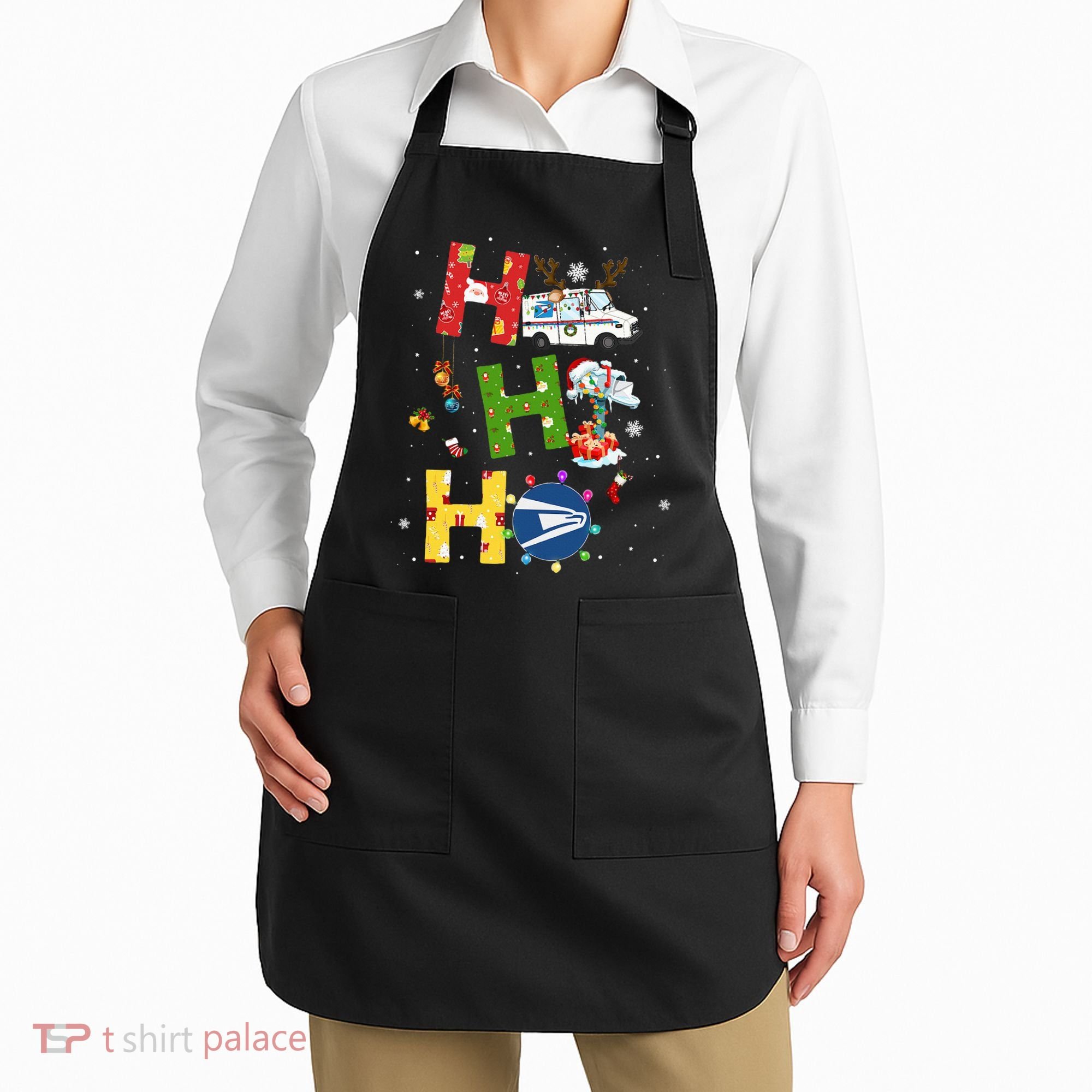Christmas Lighting Santa Claus Ho Ho Ho Postal Worker Apron