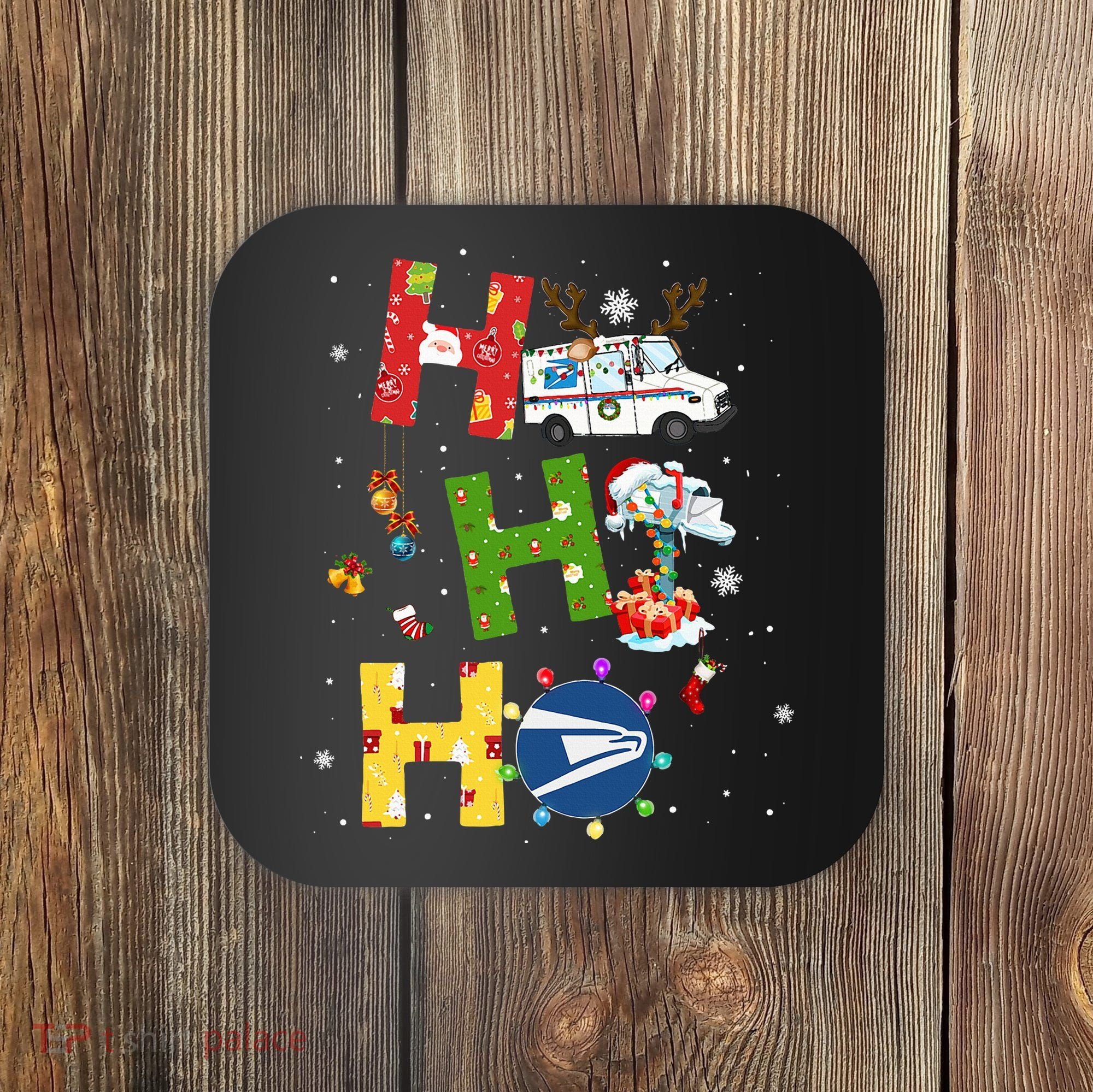 Christmas Lighting Santa Claus Ho Ho Ho Postal Worker Coaster
