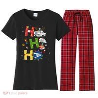 Christmas Lighting Santa Claus Ho Ho Ho Postal Worker Women's Flannel Pajama Set thumb 0