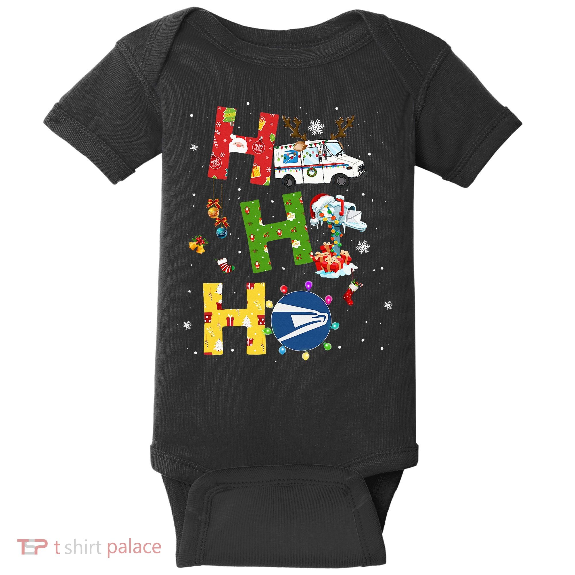 Christmas Lighting Santa Claus Ho Ho Ho Postal Worker Baby Bodysuit