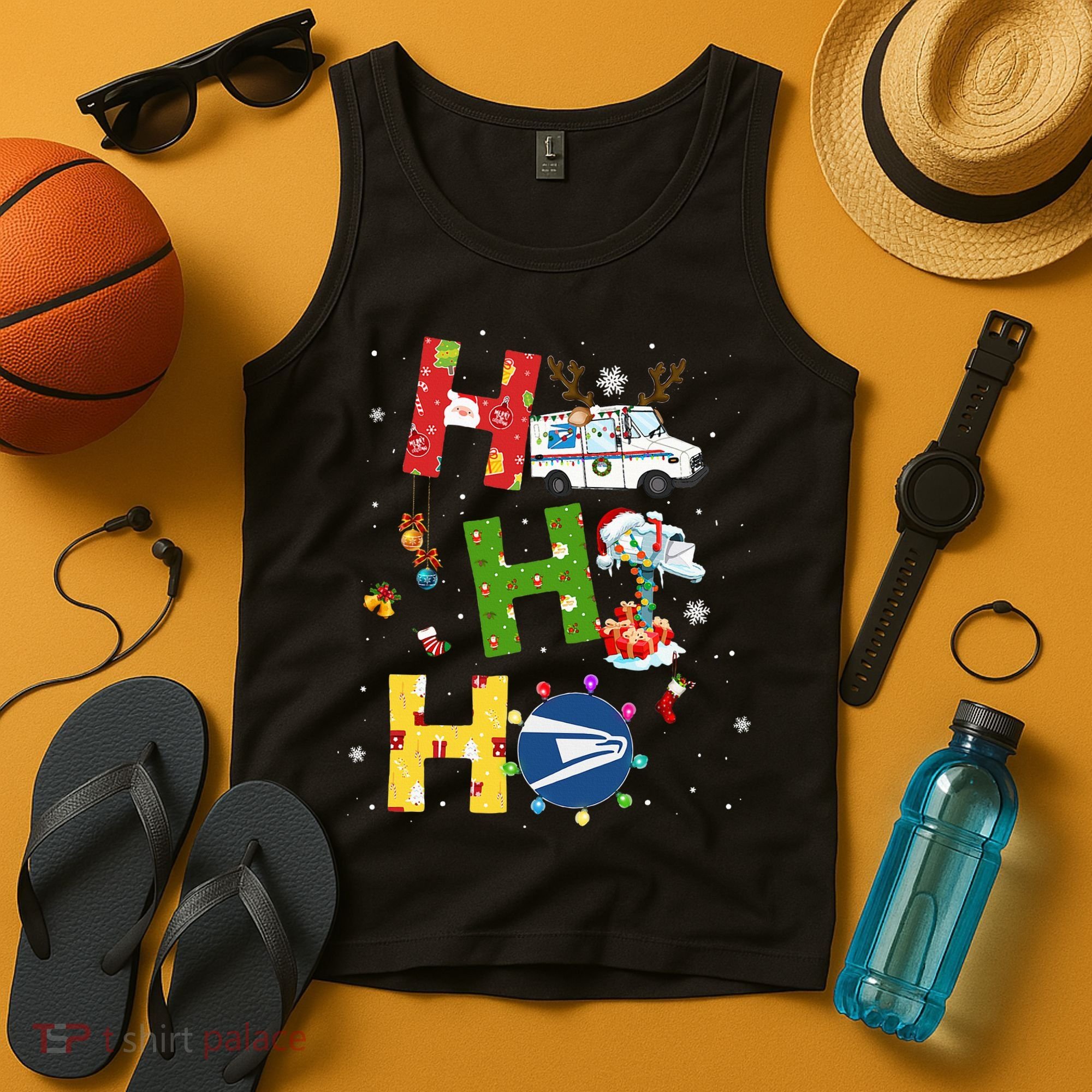 Christmas Lighting Santa Claus Ho Ho Ho Postal Worker Tank Top