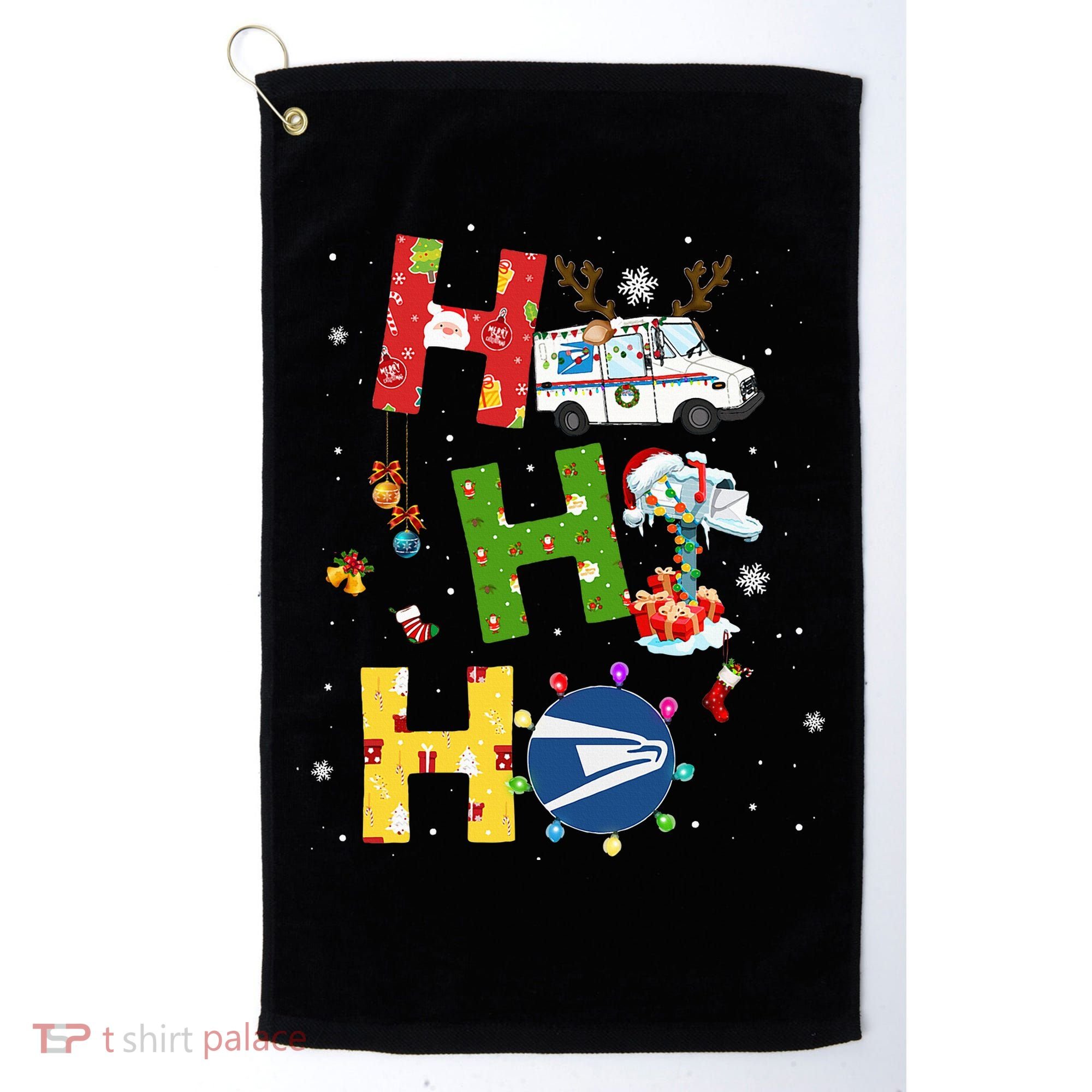 Christmas Lighting Santa Claus Ho Ho Ho Postal Worker Golf Towel