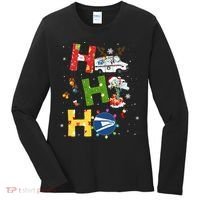 Christmas Lighting Santa Claus Ho Ho Ho Postal Worker Women's Long Sleeve Shirt thumb 0