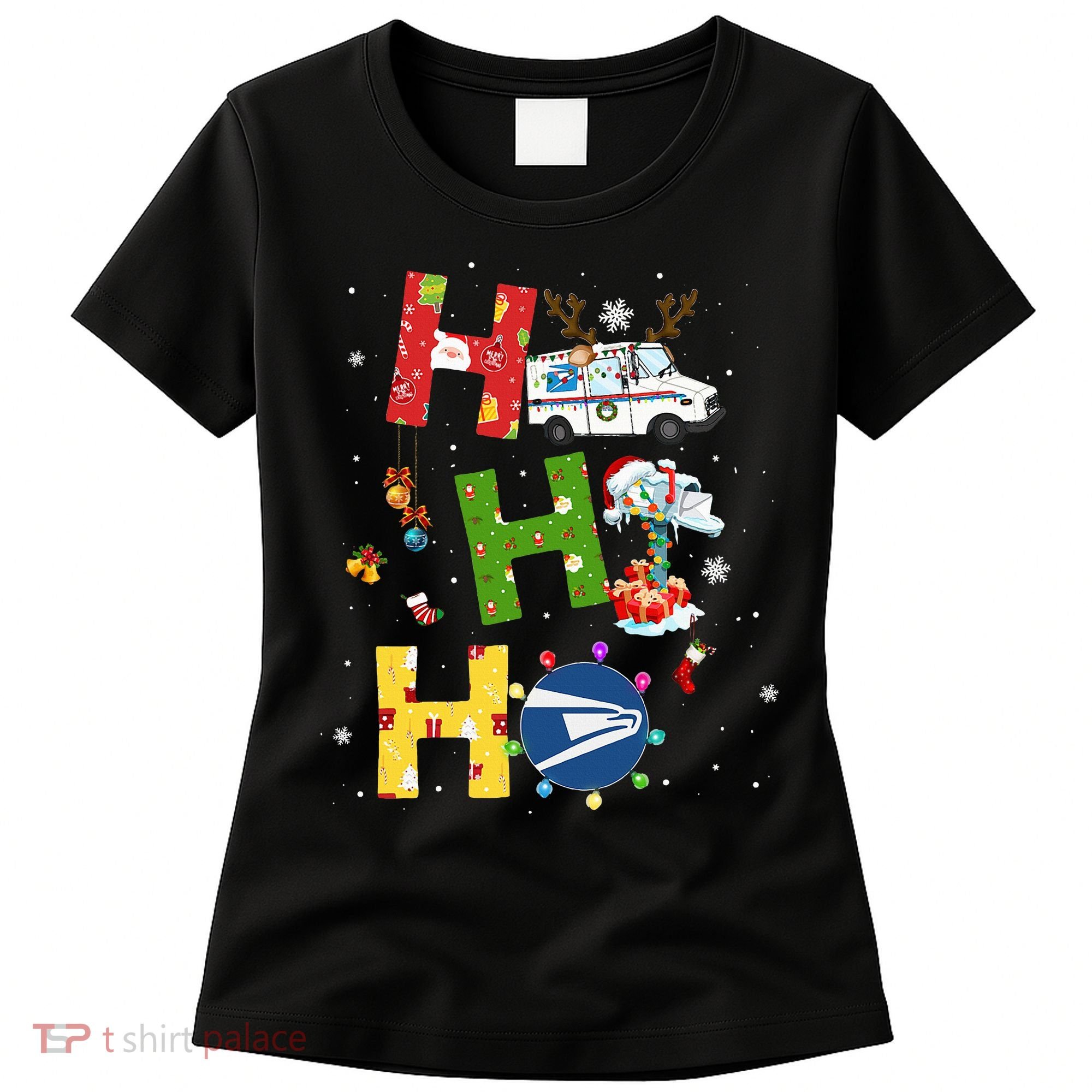Christmas Lighting Santa Claus Ho Ho Ho Postal Worker Women's T-Shirt