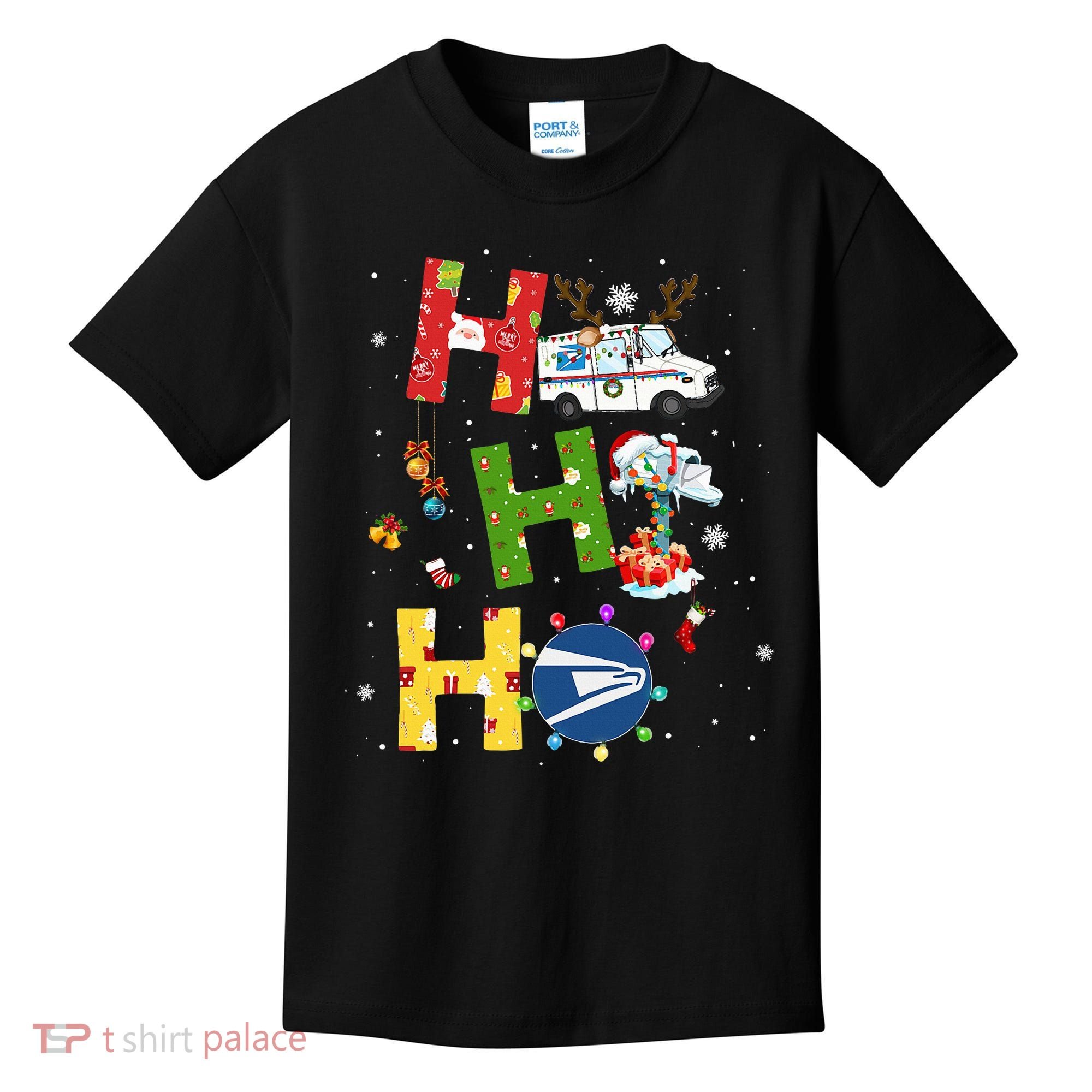 Christmas Lighting Santa Claus Ho Ho Ho Postal Worker Kids T-Shirt