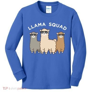 Cool Llama Squad Funny Gift Cria Herd Of Llamas Apparel Kids Long Sleeve Shirt