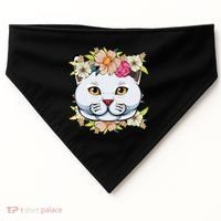 Cat Lover Spring Floral Gift USA-Made Doggie Bandana thumb 0