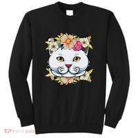 Cat Lover Spring Floral Gift Sweatshirt thumb 0
