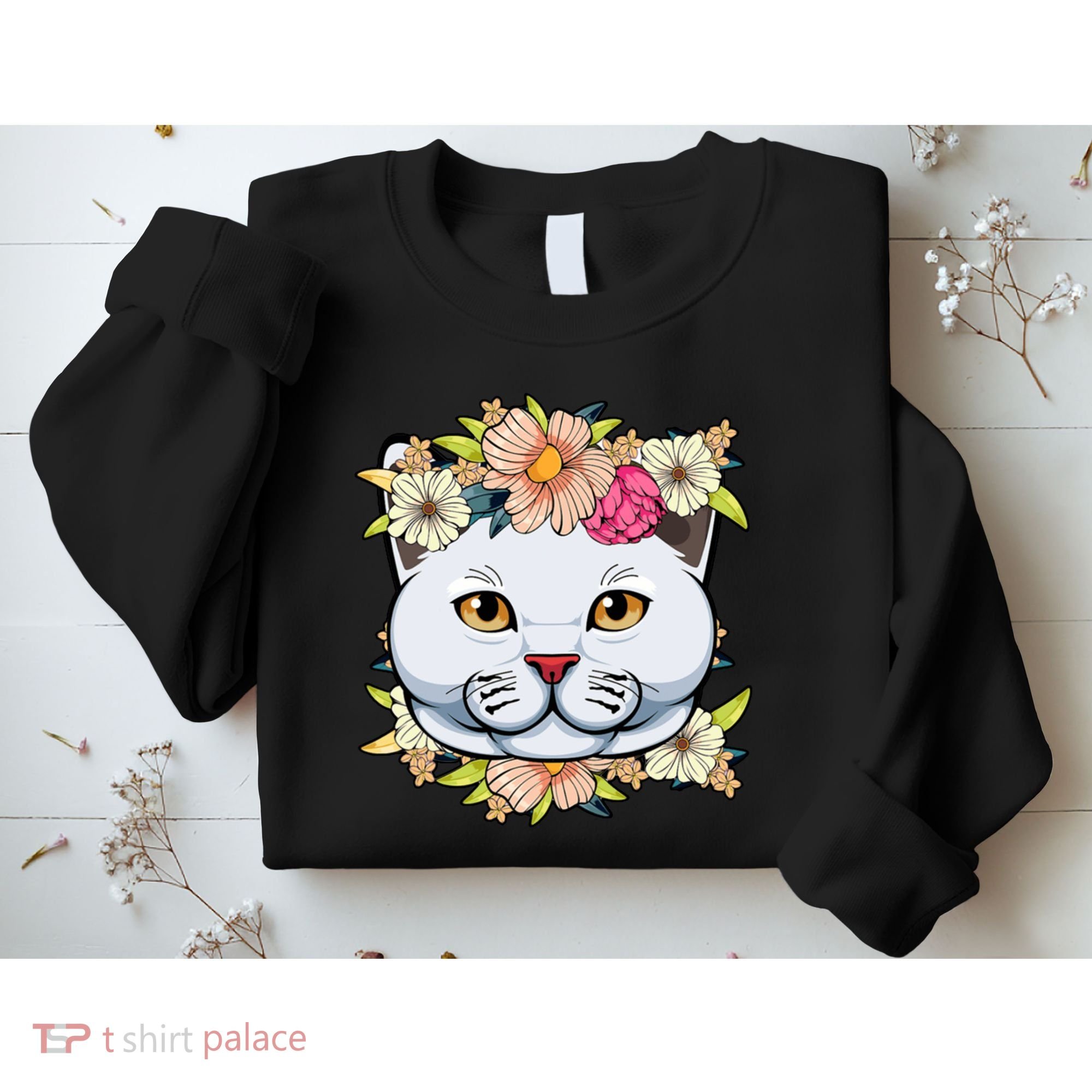 Cat Lover Spring Floral Gift Sweatshirt