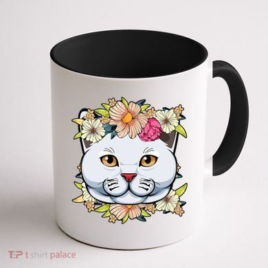 Cat Lover Spring Floral Gift Coffee Mug back