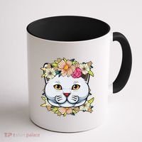 Cat Lover Spring Floral Gift Coffee Mug thumb 1
