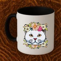 Cat Lover Spring Floral Gift Coffee Mug thumb 2