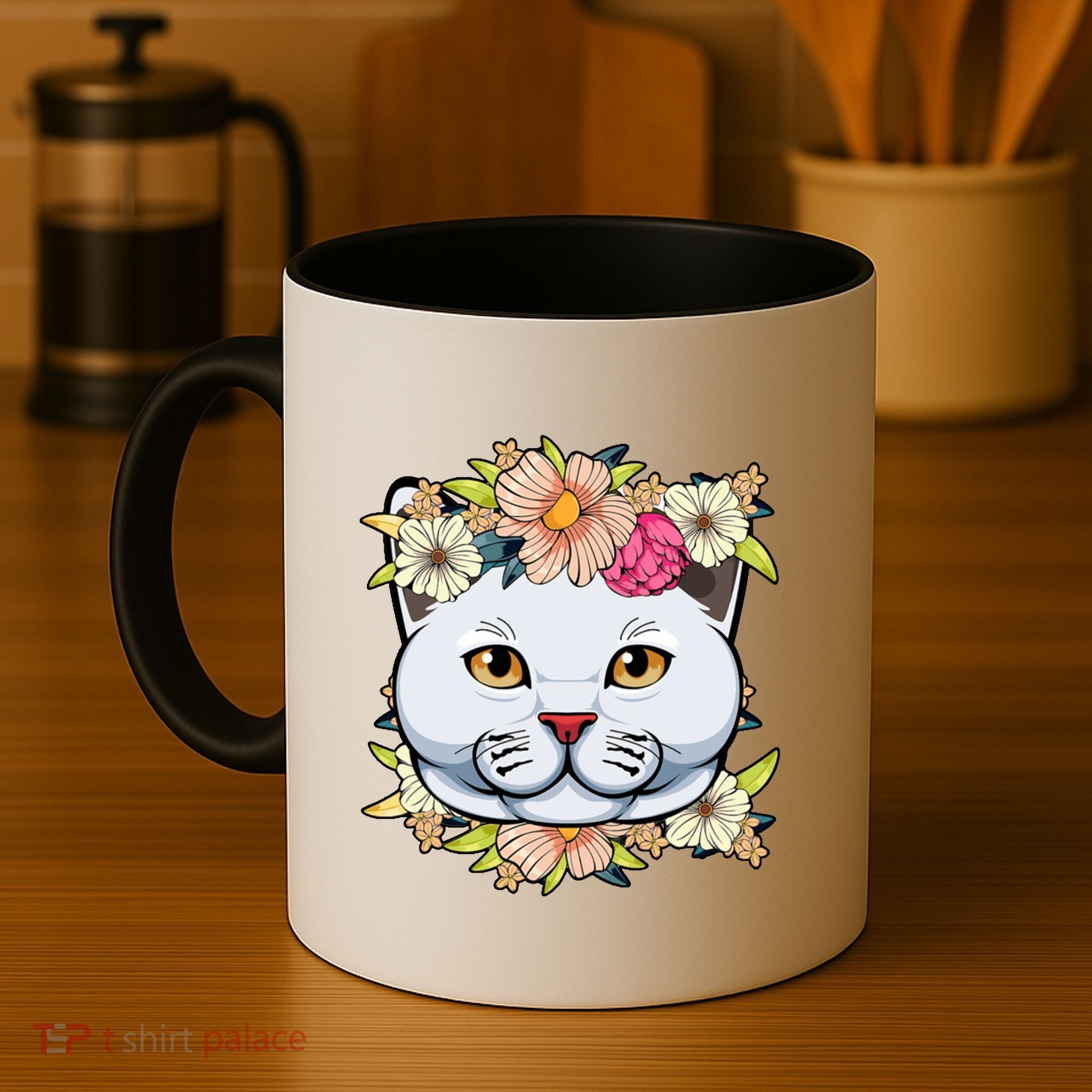 Cat Lover Spring Floral Gift Coffee Mug