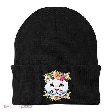 Cat Lover Spring Floral Gift Beanie