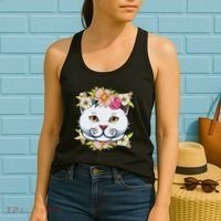 Cat Lover Spring Floral Gift Women's Tank Top thumb 2