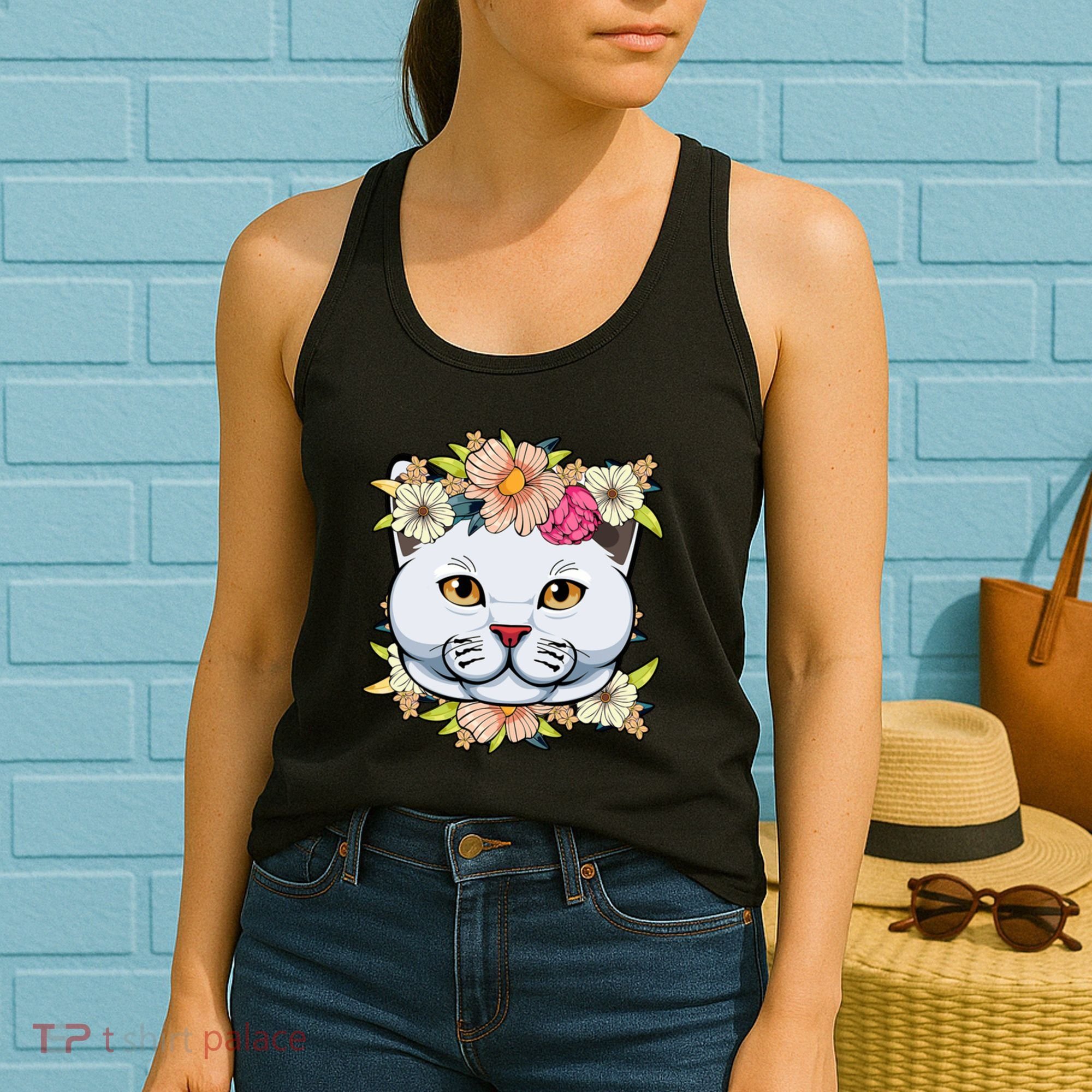 Cat Lover Spring Floral Gift Women's Tank Top